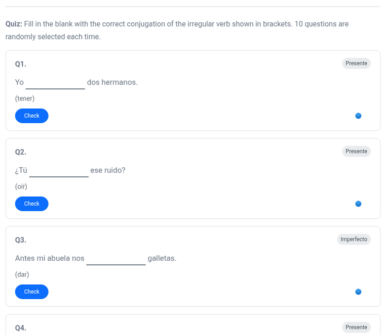 B1 Spanish irregular verbs practice