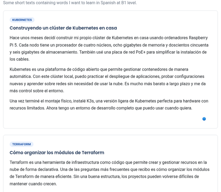 Spanish reading practice