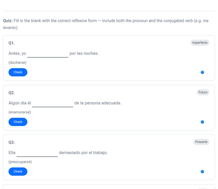 B1 Spanish reflexive verbs practice